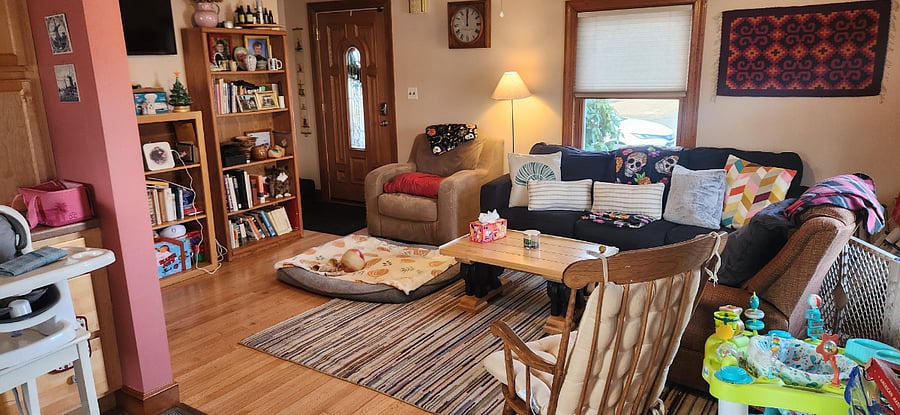 Living room and front door