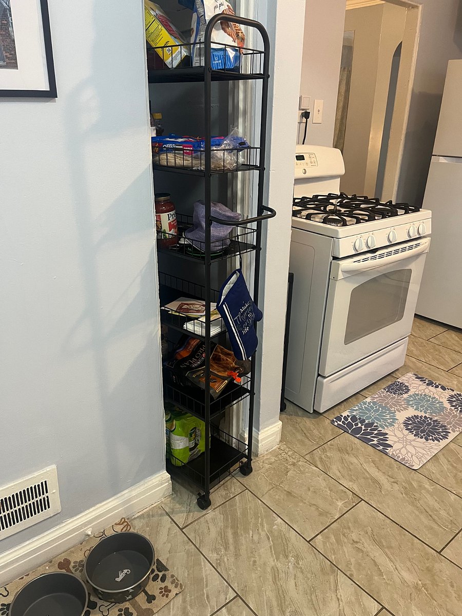 Slide Out Pantry.  Store all your food here.  Easy loading. Use anything provided in the pantry.  The stove is gas - ideal for cooking. Refrigerator is full sized and we provide your first bag of ice.

