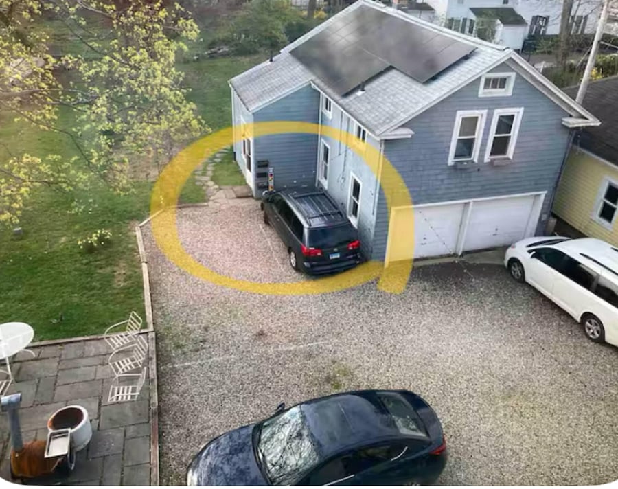 Dedicated parking spot next to the vehicle circled. Also plenty of free street parking available for extra vehicles.