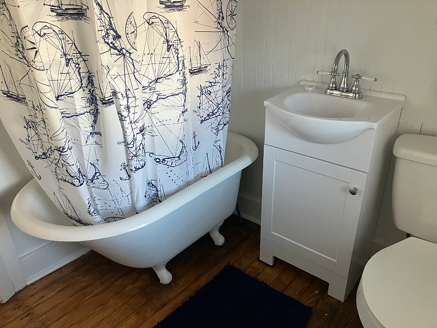 Recently renovated bathroom; original clawfoot tub.