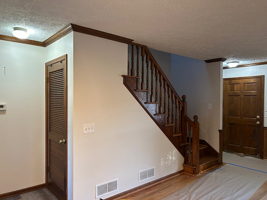 Stairs lead to the second suite of rooms. They are rented at this time.