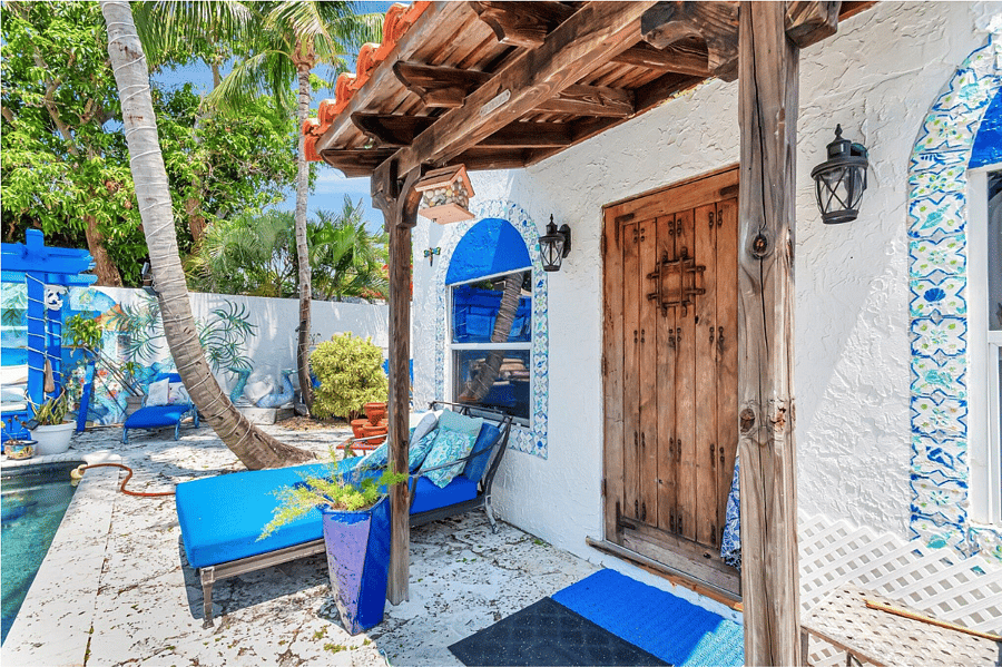 Entrance to Private Casita featuring 1 Queen Bed, Full Bath (shower, no bathtub) and kitchenette. 