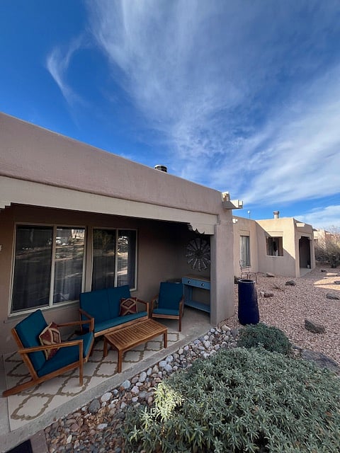 Enjoy the Santa Fe sky in a tranquil setting and furnished patio