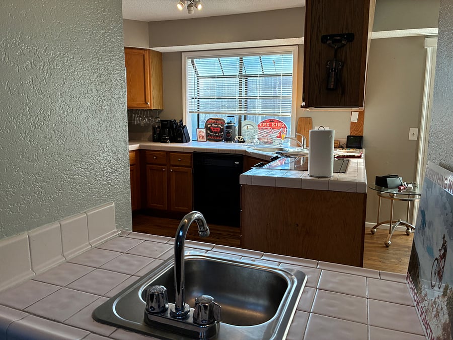 View of kitchen from living room.