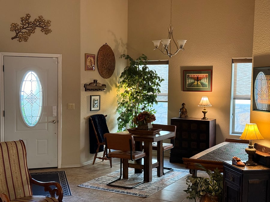Front door and dining area 