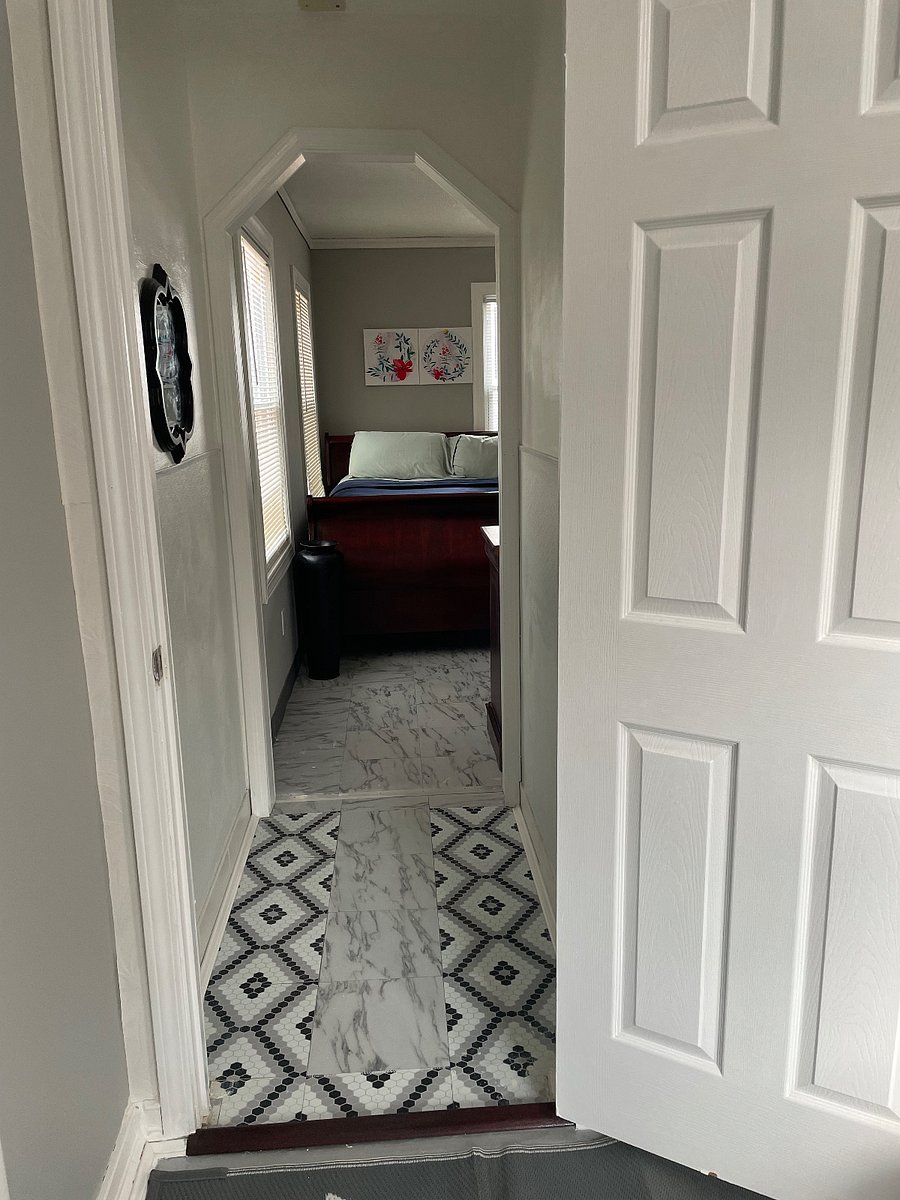 Entrance from living room to the bedroom.