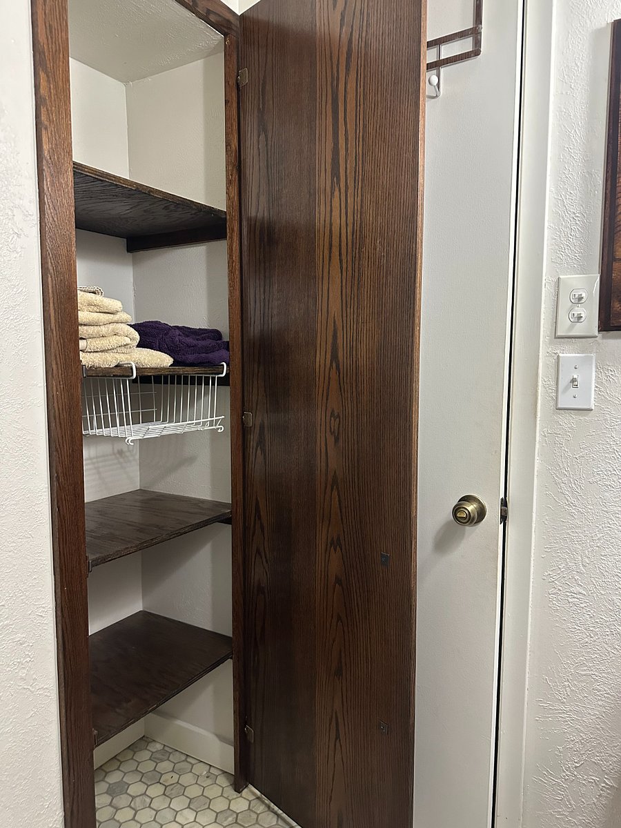 Private Bathroom - bathroom closet has lots of space for storage.