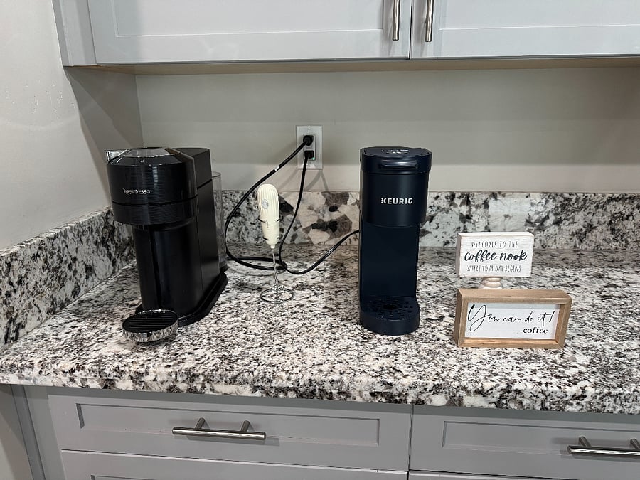 Both Nespresso and Keurig machines available. Coffee pods are NOT included.