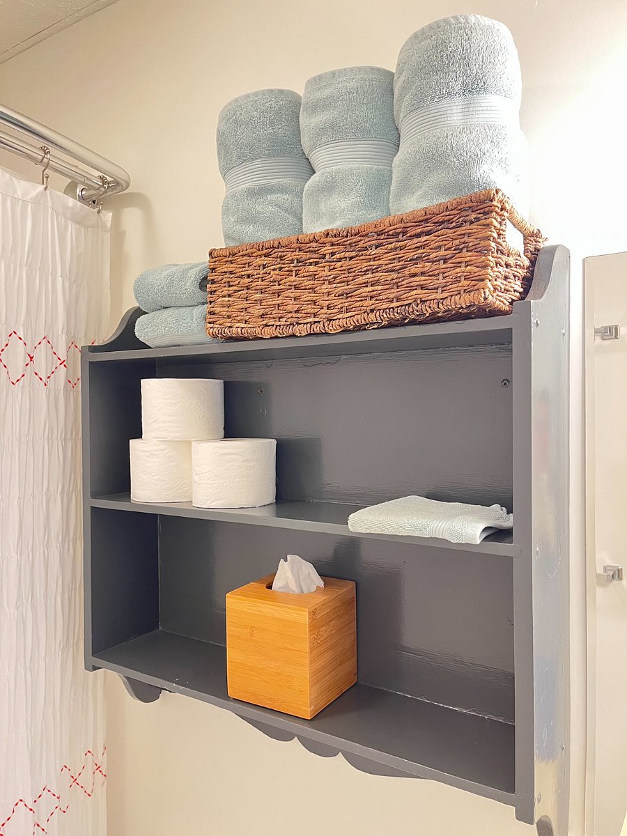 extra storage shelving in bathroom