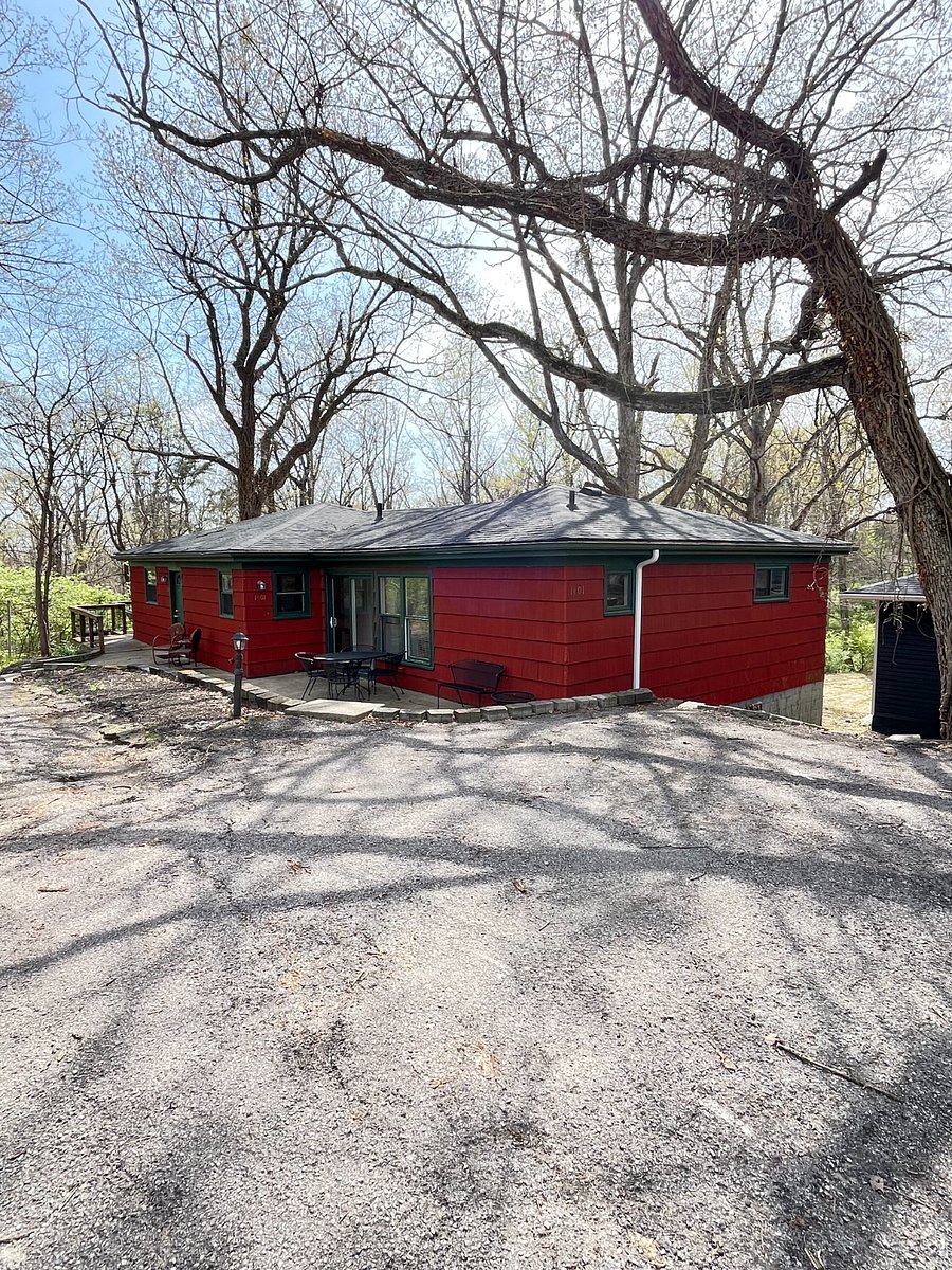 exterior of the home--on a quiet tree lined street
