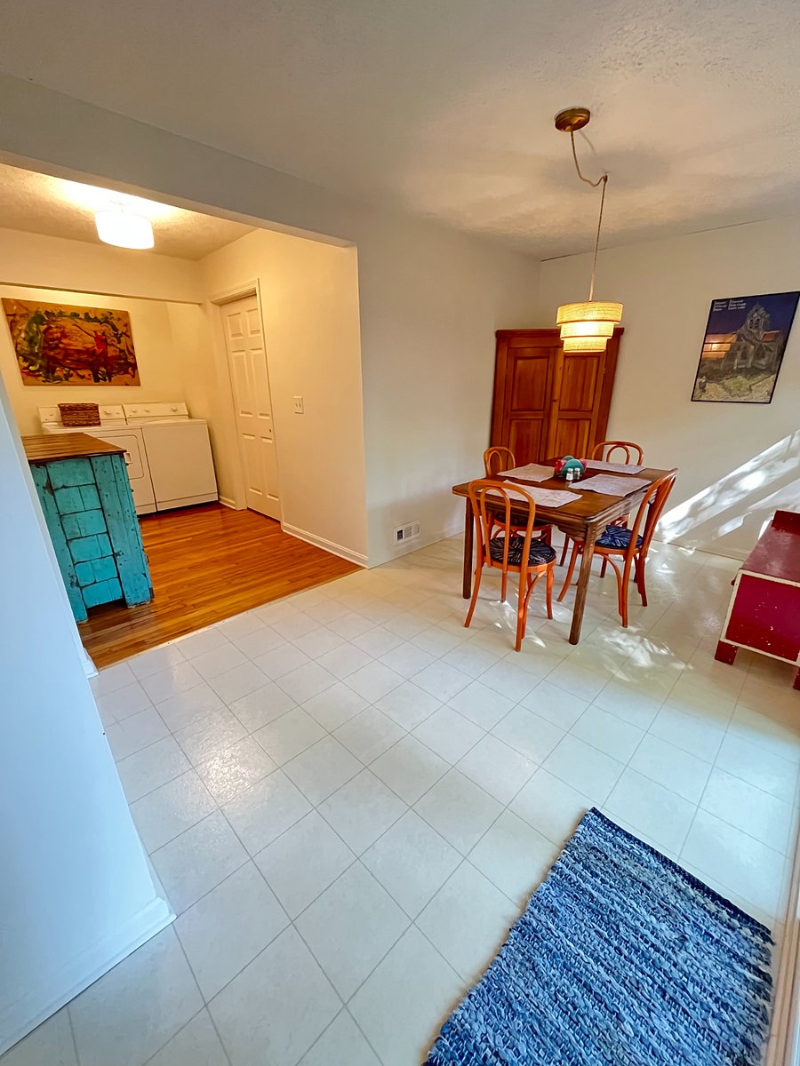 dining room and adjacent laundry area