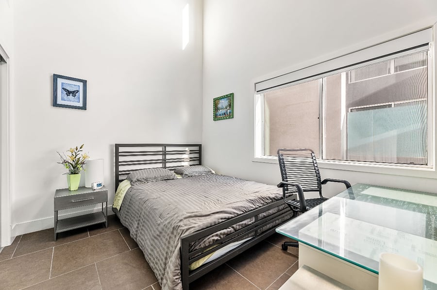 Room Darkening and Light Filtering Shade for privacy at the lower window