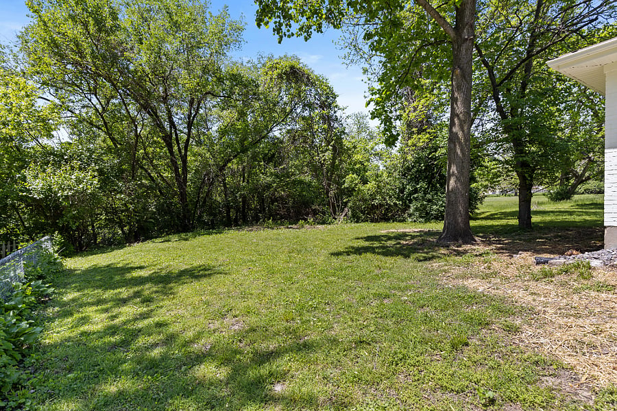 This is the backyard of the property you can see it is well-managed and full of mature trees
