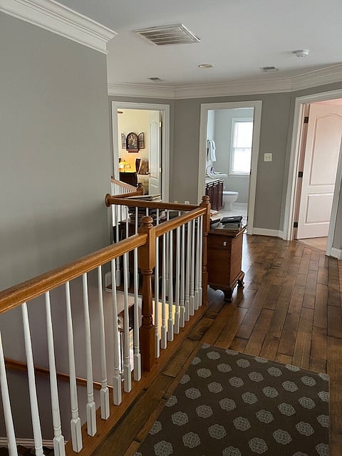 Hallway overlooking private wing of the house