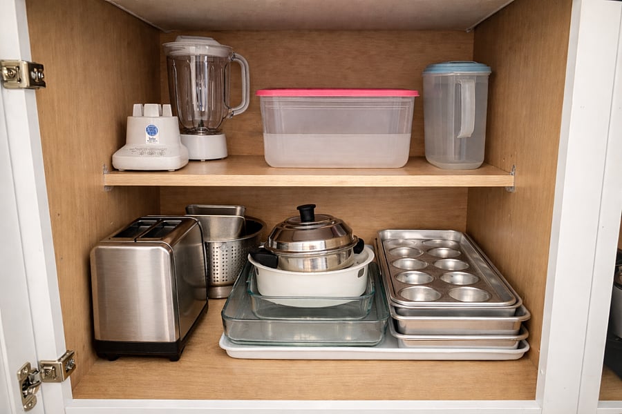 Small appliances, storage containers, and an air fryer included.