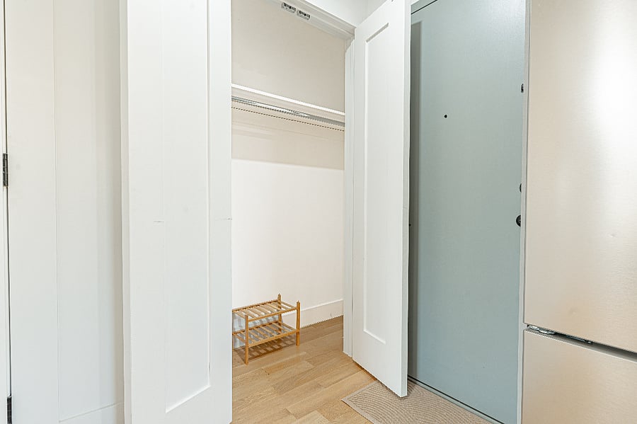 Entry to the apartment with storage for clothing and extras.