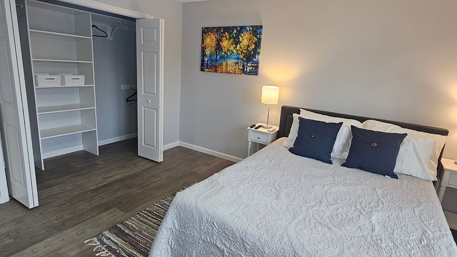 Primary Bedroom has plenty of closet space with shelves 