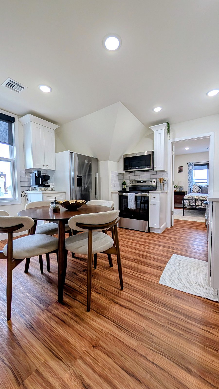 Fully stocked kitchen and dining area