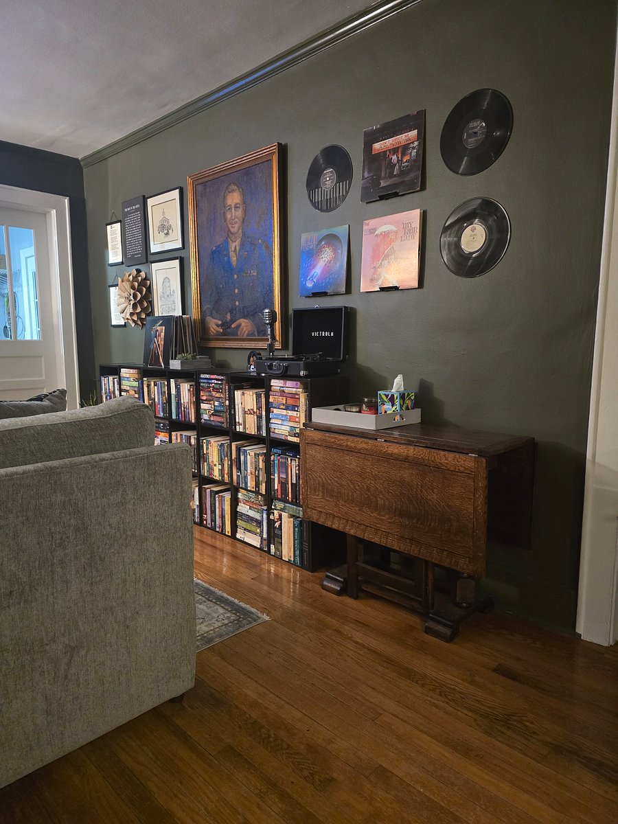 Living room - books and vinyl records galore!