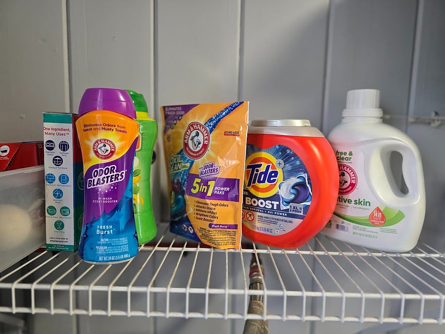 Laundry room - various laundry detergent essentials