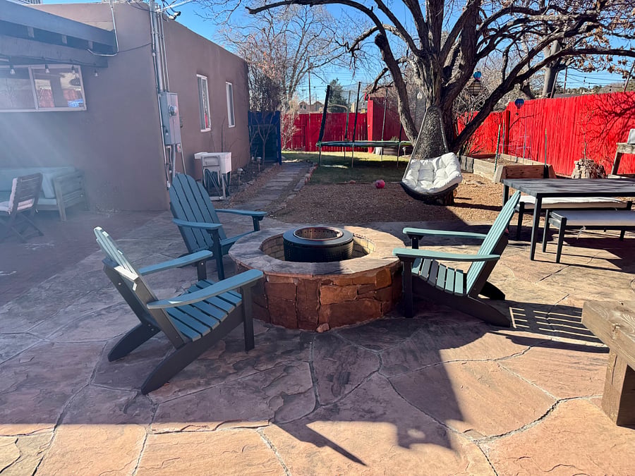Fire pit in back yard