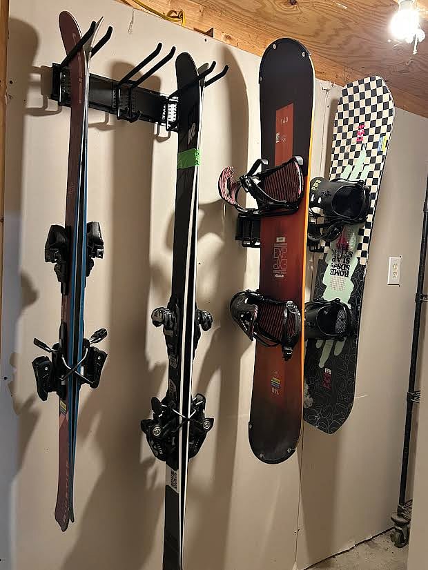 Private, locked gear storage. Rack holds 5 sets of skis/boards and shelving for hoots, helmets, etc. Great place to store bikes and all your outdoor toys!