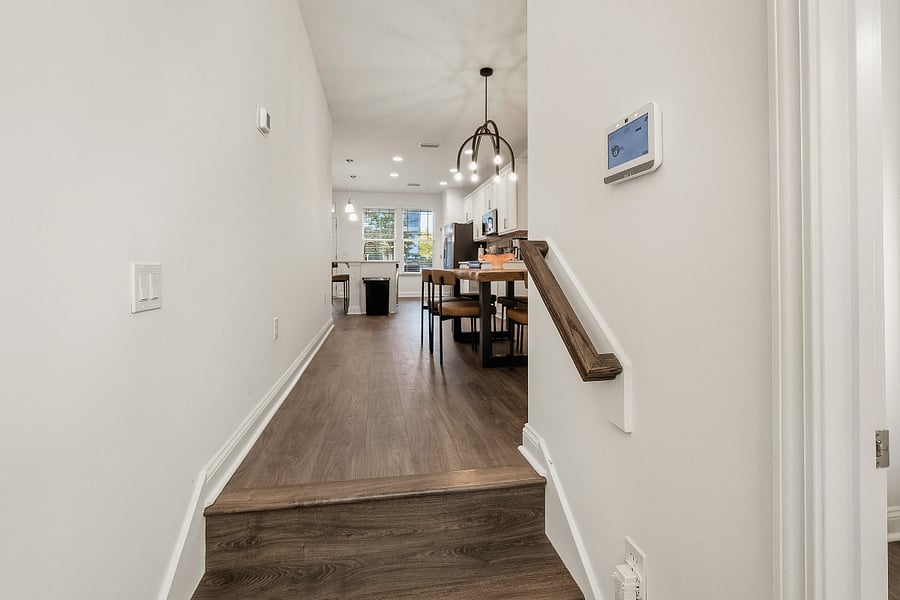 View from Backdoor Entrance.  Half Bathroom is first door on the right.