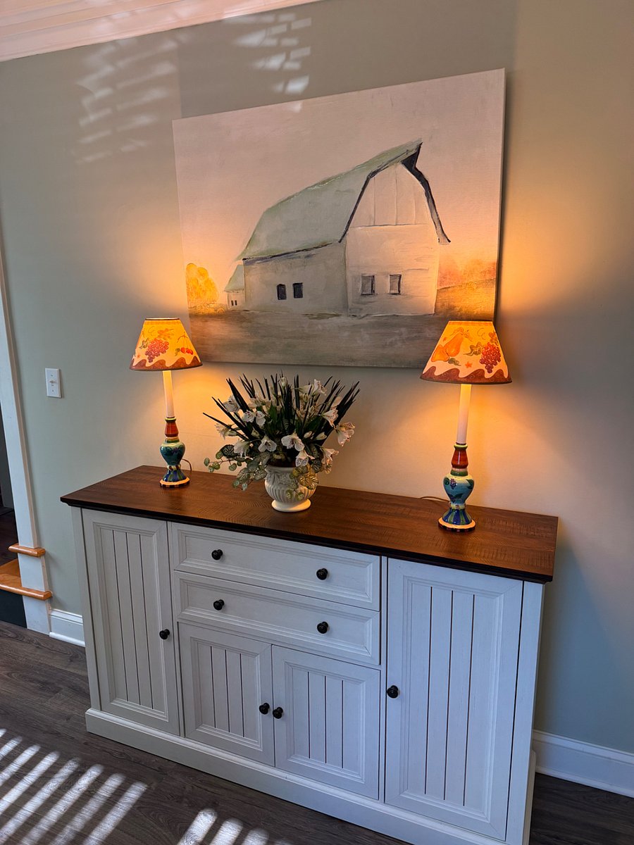Dining area with Farm Table and Buffet.