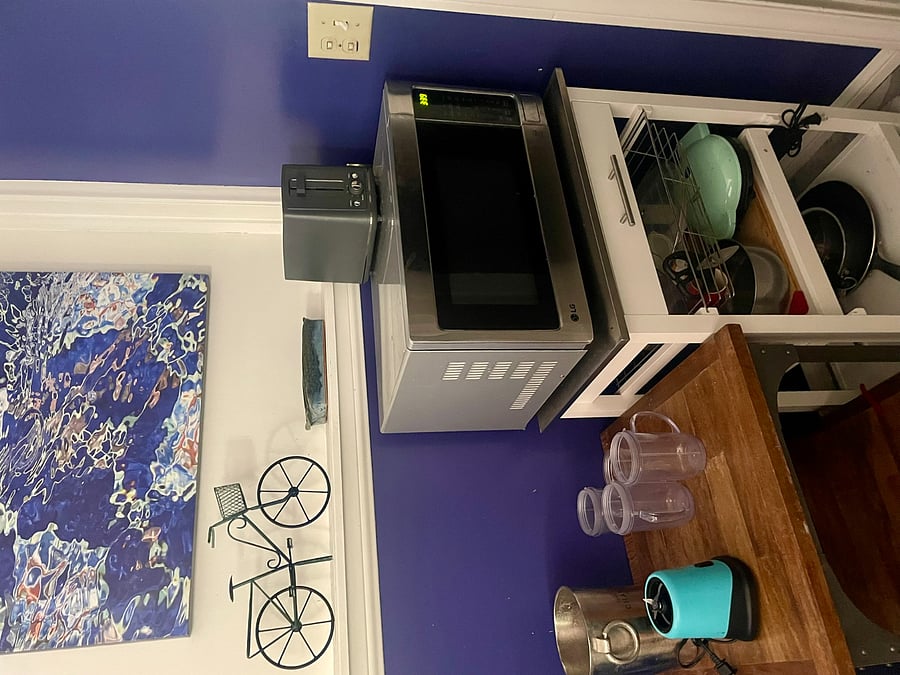 Microwave in utility room.