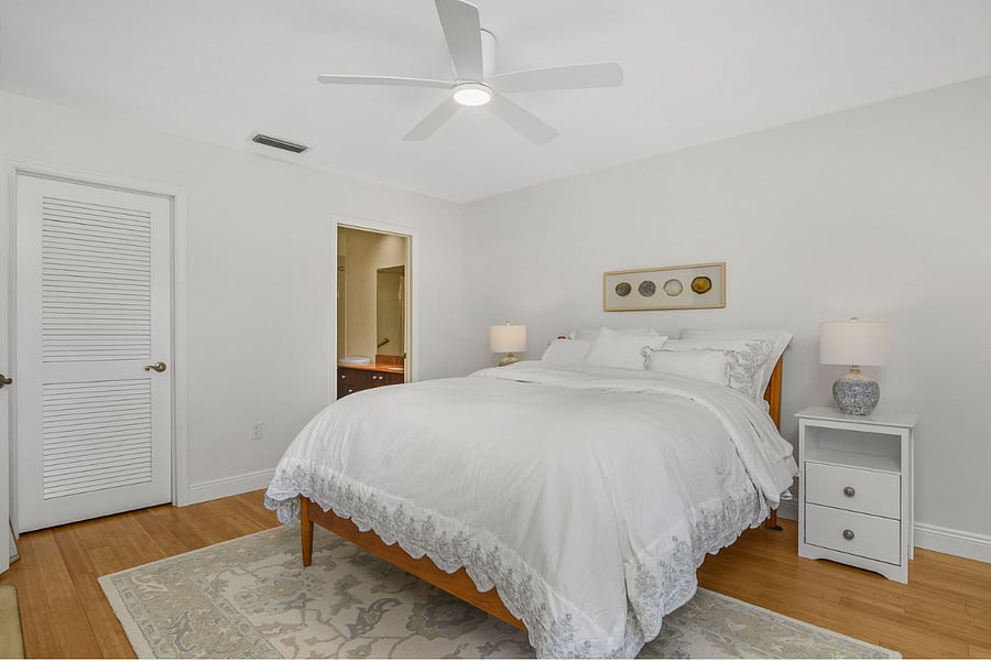 Primary bedroom with TV and walk-in closet