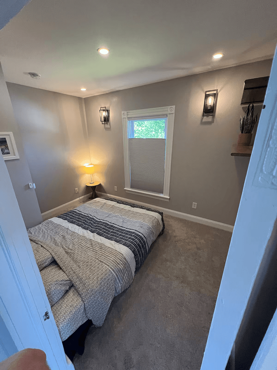 2nd Floor Room 1 with Queen Bed and Small Closet.
