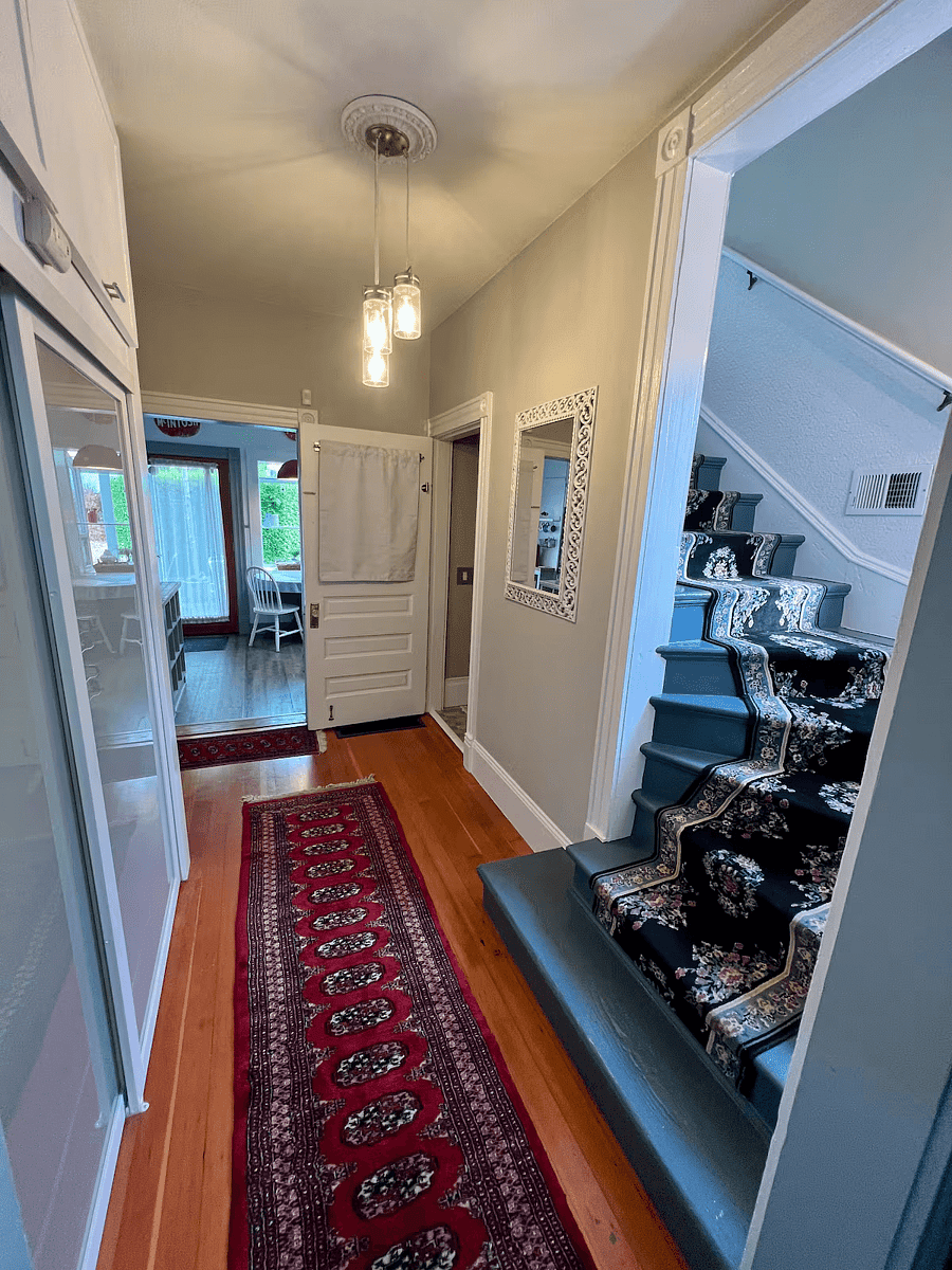 First Floor Hallway with Closet and Storage Space Above