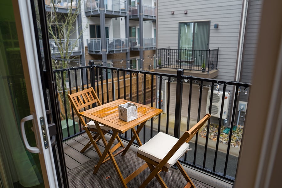 Balcony facing the back of the house