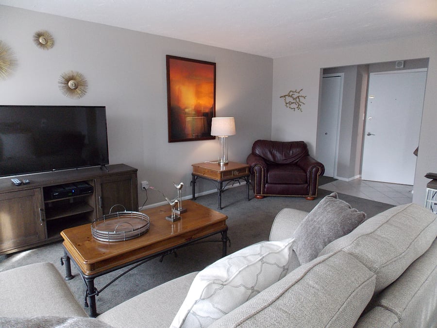 View from sliding doors to the front entrance. 