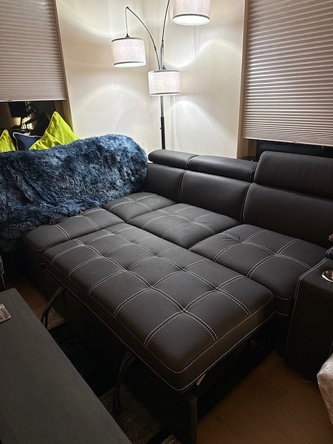 Large couch for movie night, guests