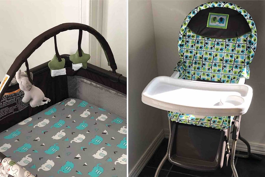 Pack and play and high chair