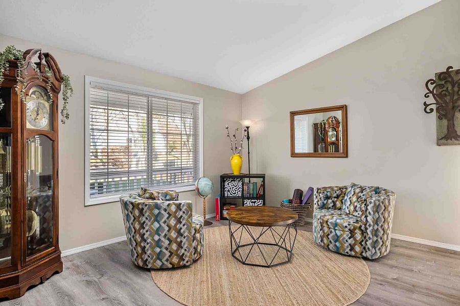 A bright, comfortable living space designed for relaxing evenings or unwinding after a full day.