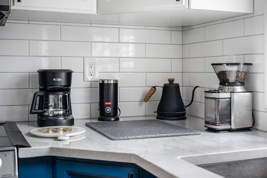 Enjoy a quiet morning with a cup of coffee in a comfortable, inviting space.