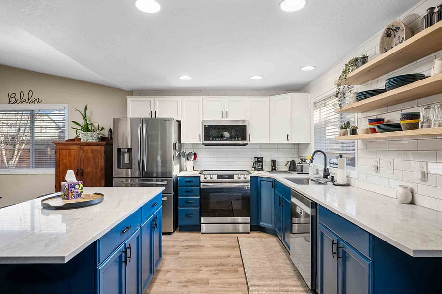 Well-appointed kitchen equipped for everyday cooking, featuring modern appliances and ample prep space.