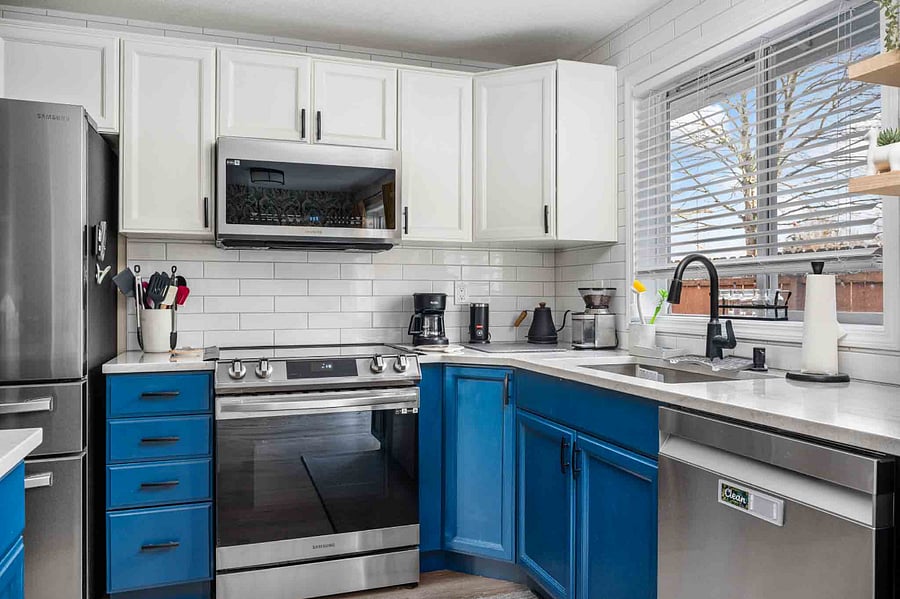 Enjoy a modern, open kitchen equipped with brand-new appliances for a satisfying cooking experience.