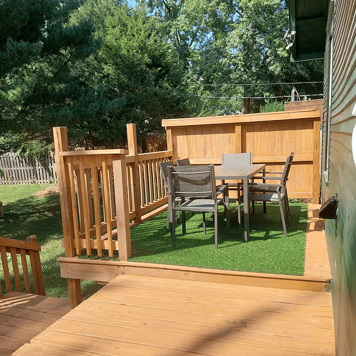 Back deck and private backyard, perfect for relaxing or outdoor gatherings