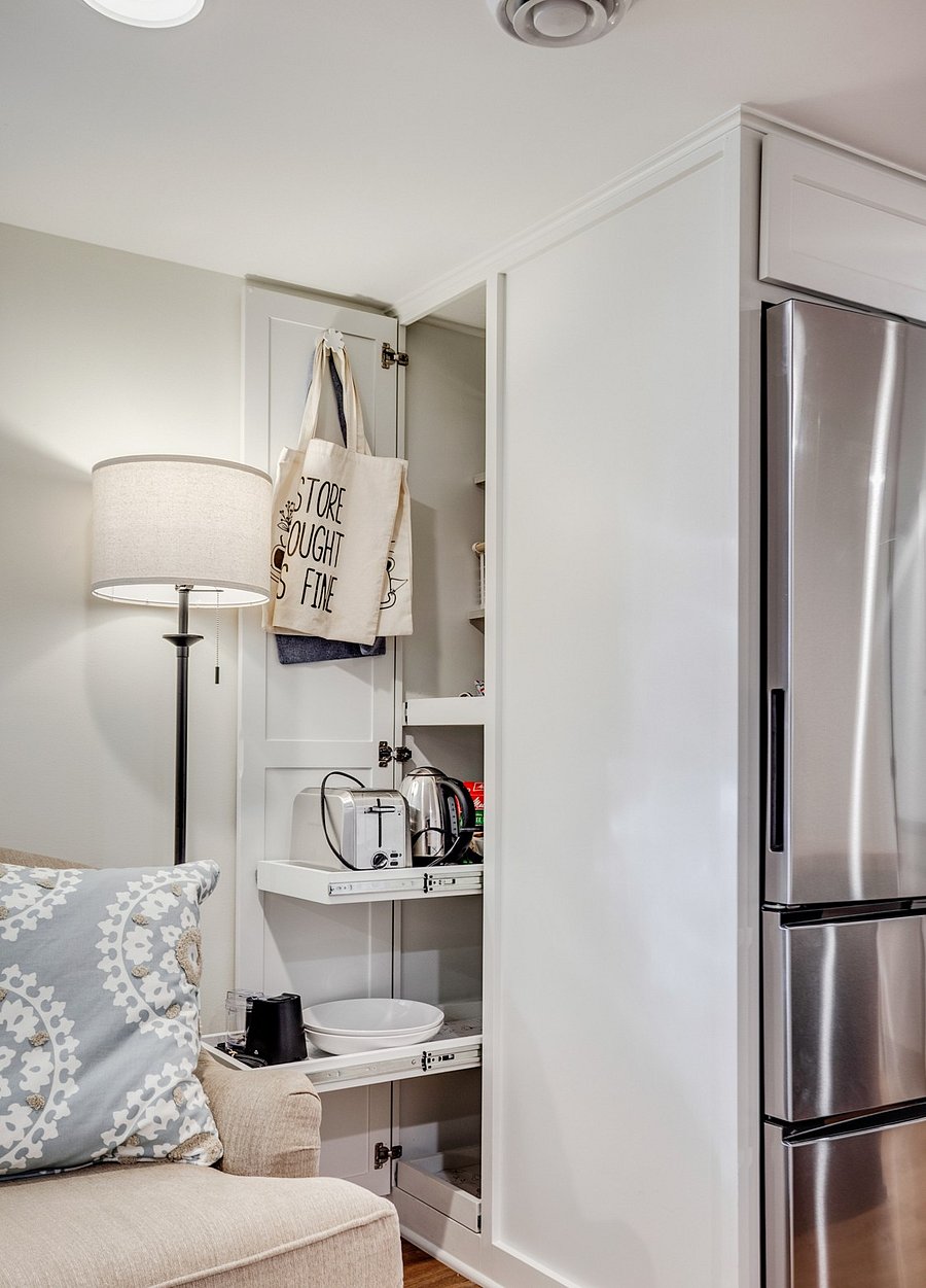 Guests have access to a variety of countertop appliances, including a Keurig coffeemaker, regular coffeemaker, electric kettle, toaster, air fryer, slow cooker, and multicooker.