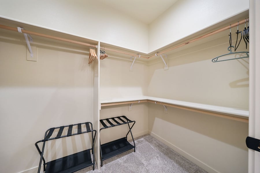 Walk-in closet attached to master bathroom