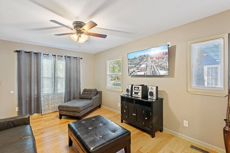 Comfortable living room with Smart TV and high-speed Wi-Fi
