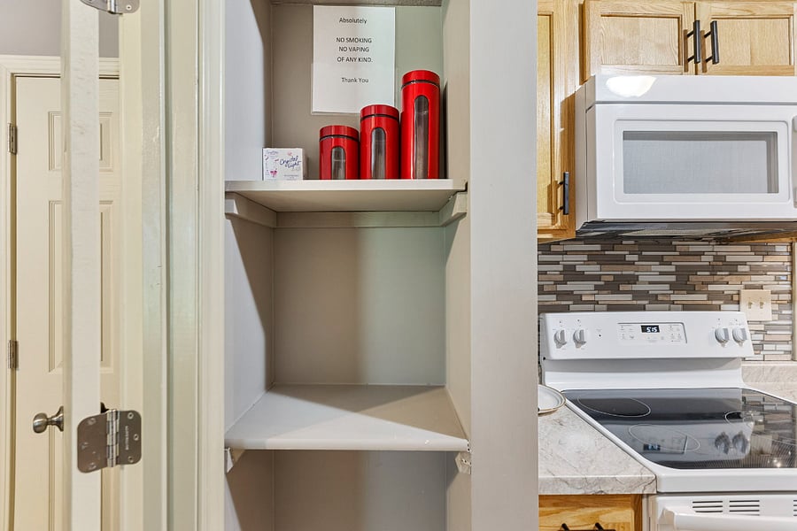 Kitchen stocked for extended stays