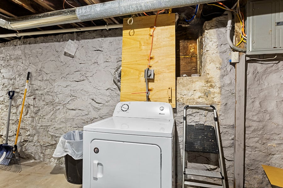 In-unit washer and dryer located in the basement