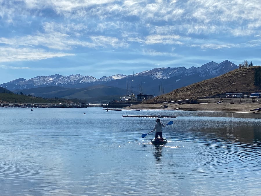 Paddleboarding right from the condo complex's private lawn and lake access.