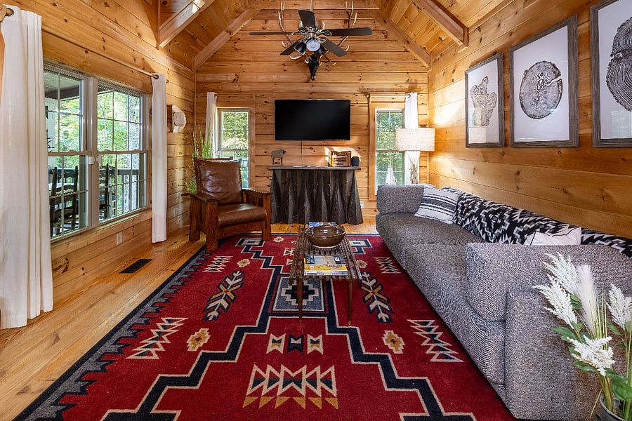 Living room, smart TV, comfortable furniture