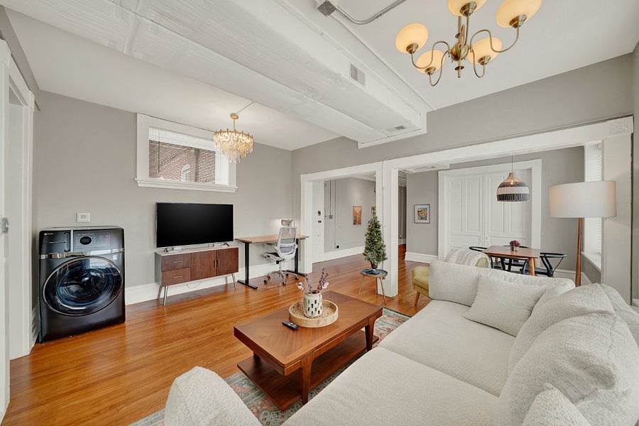 The crown jewel of this unit is the open living area which has the feel of a NYC loft.