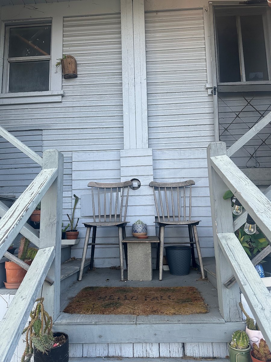 A small back porch with a view of the Hollywood sign and beautiful sunsets. 